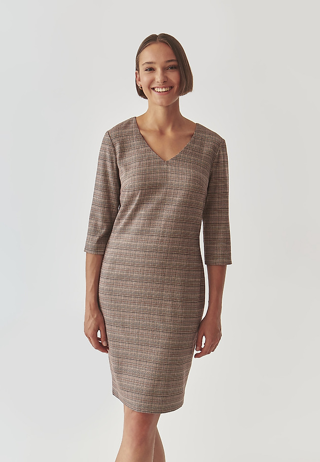 ELEGANT CHECKERED FABRIC DRESS - KOLUMI ELEGANT CHECKERED FABRIC DRESS - KOLUMI MULTIKOLOR 1