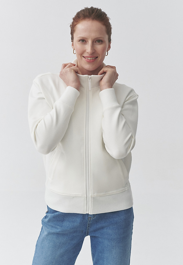 COTTON SWEATSHIRT WITH STAND-UP COLLAR - TONIA COTTON SWEATSHIRT WITH STAND-UP COLLAR - TONIA ECRU 3