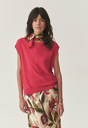 FUKSJOWA BLUZKA Z WISKOZOWEJ PRZĘDZY - NOA FUKSJOWA BLUZKA Z WISKOZOWEJ PRZĘDZY - NOA