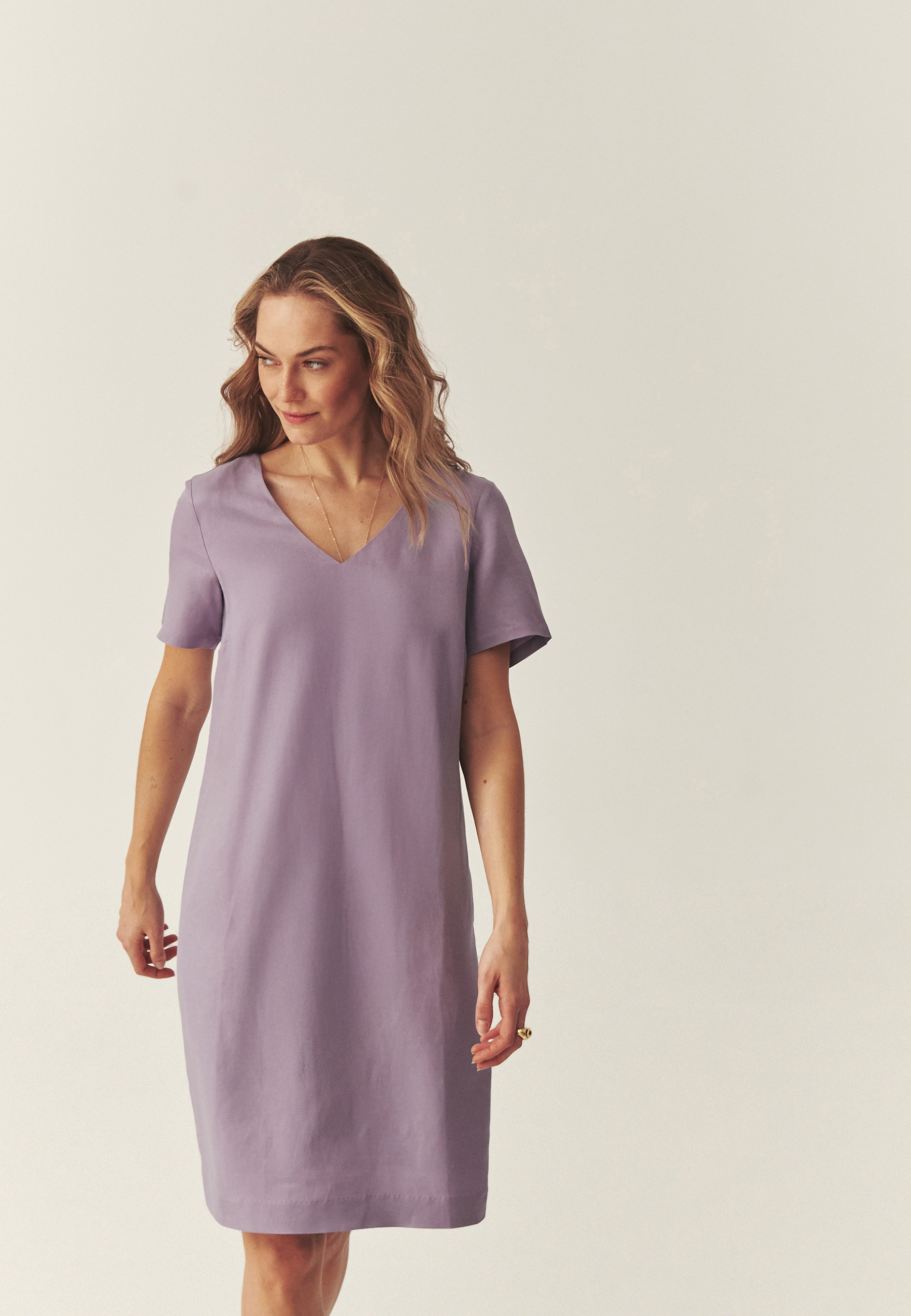 PROSTA SUKIENKA Z LNEM - TIMONA 1 FIOLETOWY 2