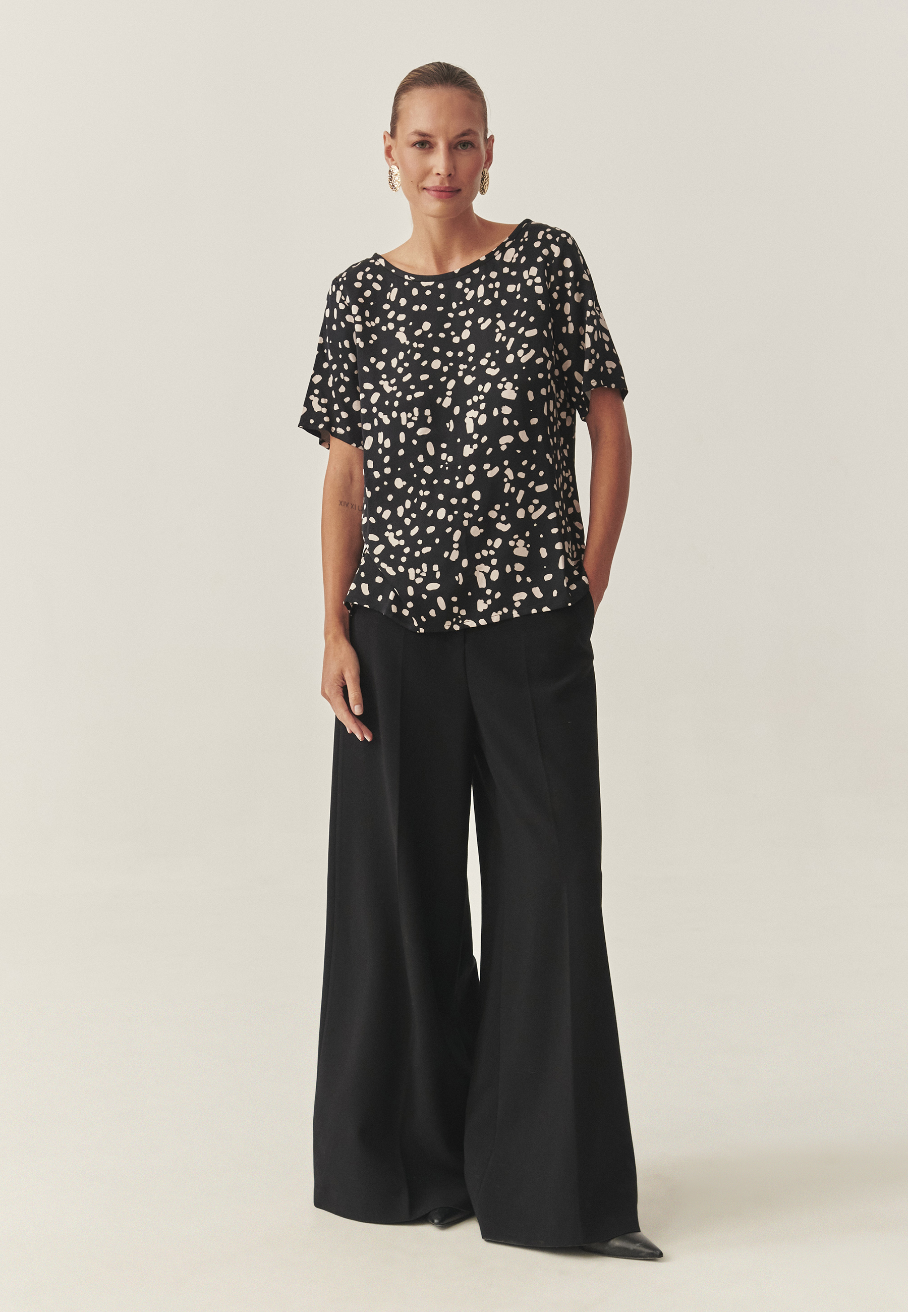 LADIES’ PATTERNED BLOUSE WITH SHORT SLEEVES - MEKJA MULTICOLOR 2