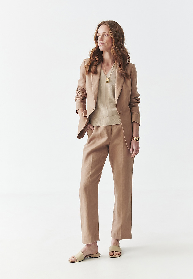 LINEN CAMEL BLAZER - LAMIA 3 LINEN CAMEL BLAZER - LAMIA 3 BEŻOWY 9