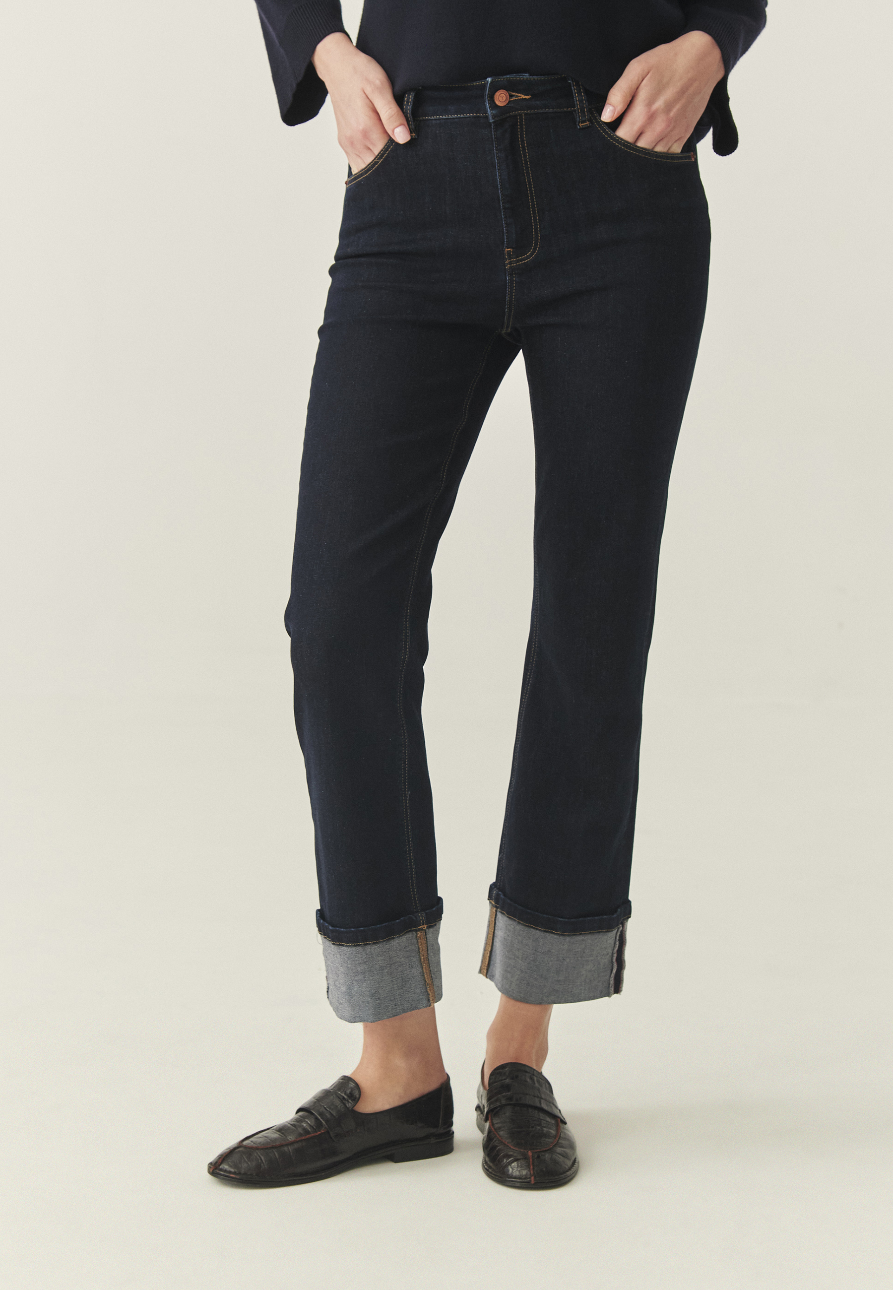 DENIM TROUSERS WITH EXTENDED LEGS - TATAMI NAVY BLUE 2
