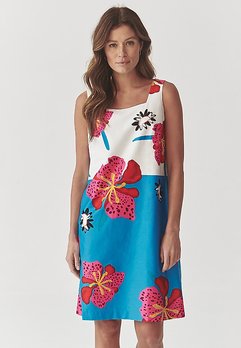 ROCHIE ÎNFLORATĂ, DIN ȚESĂTURĂ, FĂRĂ MÂNECI - ROKNA MULTICOLOR 2