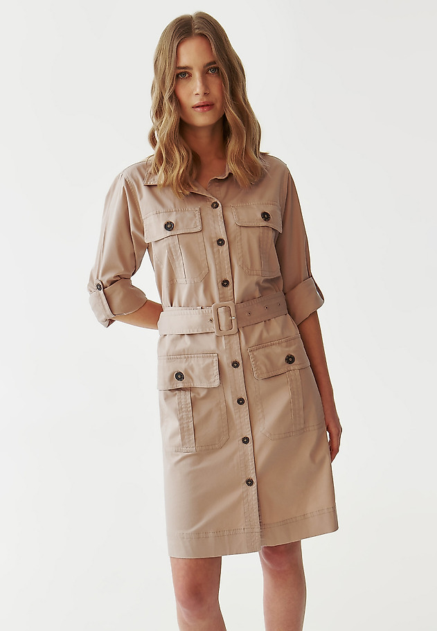 LADIES’ SHIRTWAIST DRESS WITH ADDITIONAL BELT - SARFI LADIES’ SHIRTWAIST DRESS WITH ADDITIONAL BELT - SARFI BEŻOWY 1