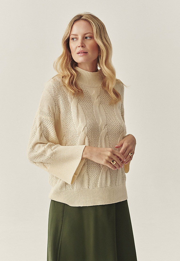 CASUALOWY SWETER Z KASZMIREM - WILLMA CASUALOWY SWETER Z KASZMIREM - WILLMA BEŻOWY 1