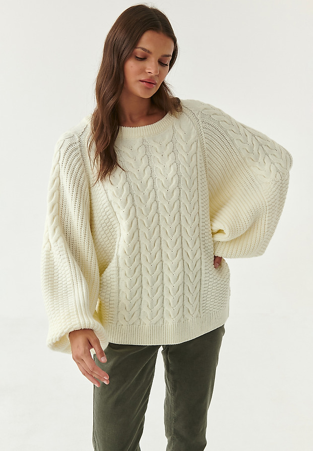 LADIES' KNITTED PULLOVER SAMOLO LADIES' KNITTED PULLOVER SAMOLO ECRU 1