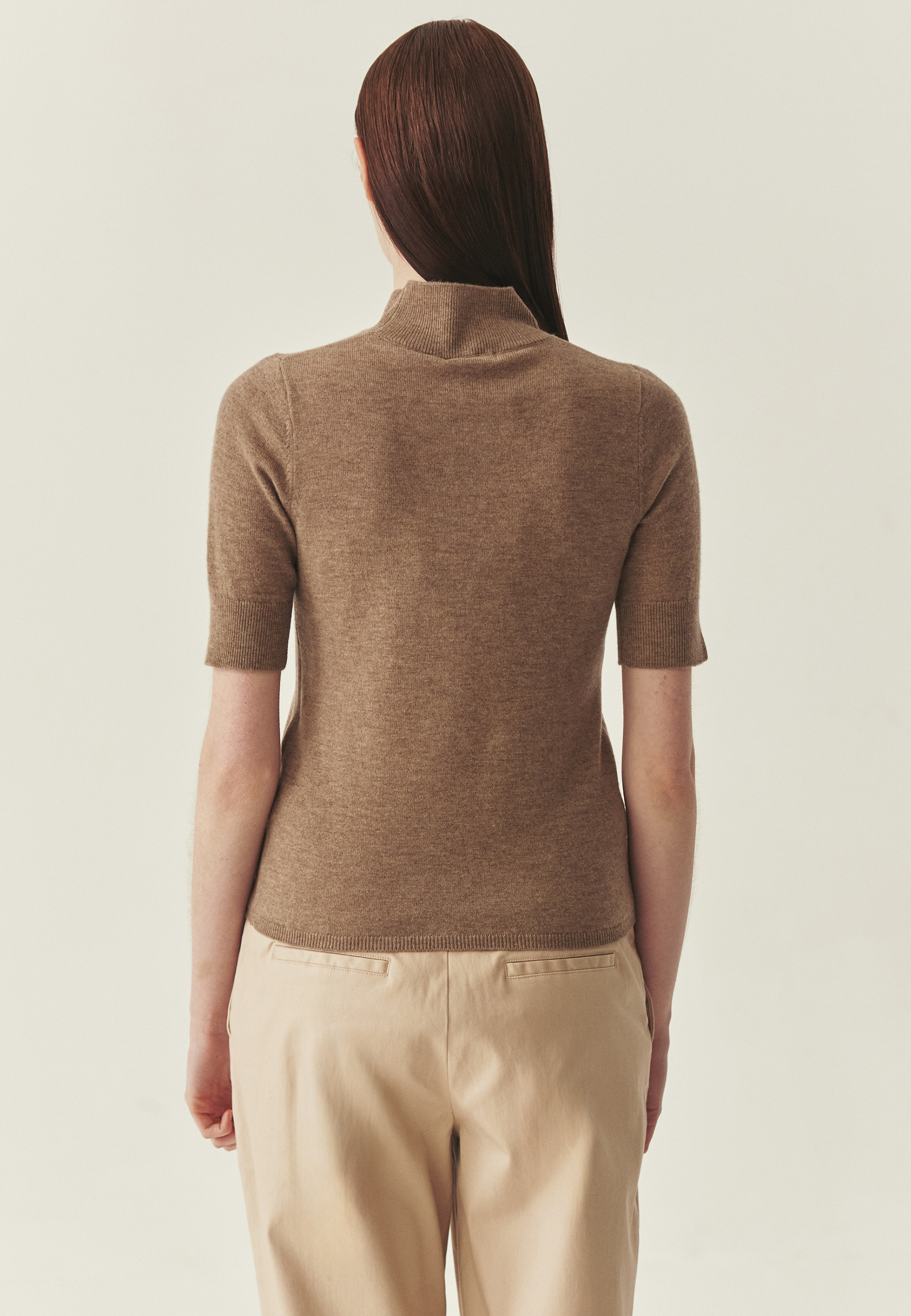 WEŁNIANY SWETER Z GOLFEM - LU BEŻOWY 2