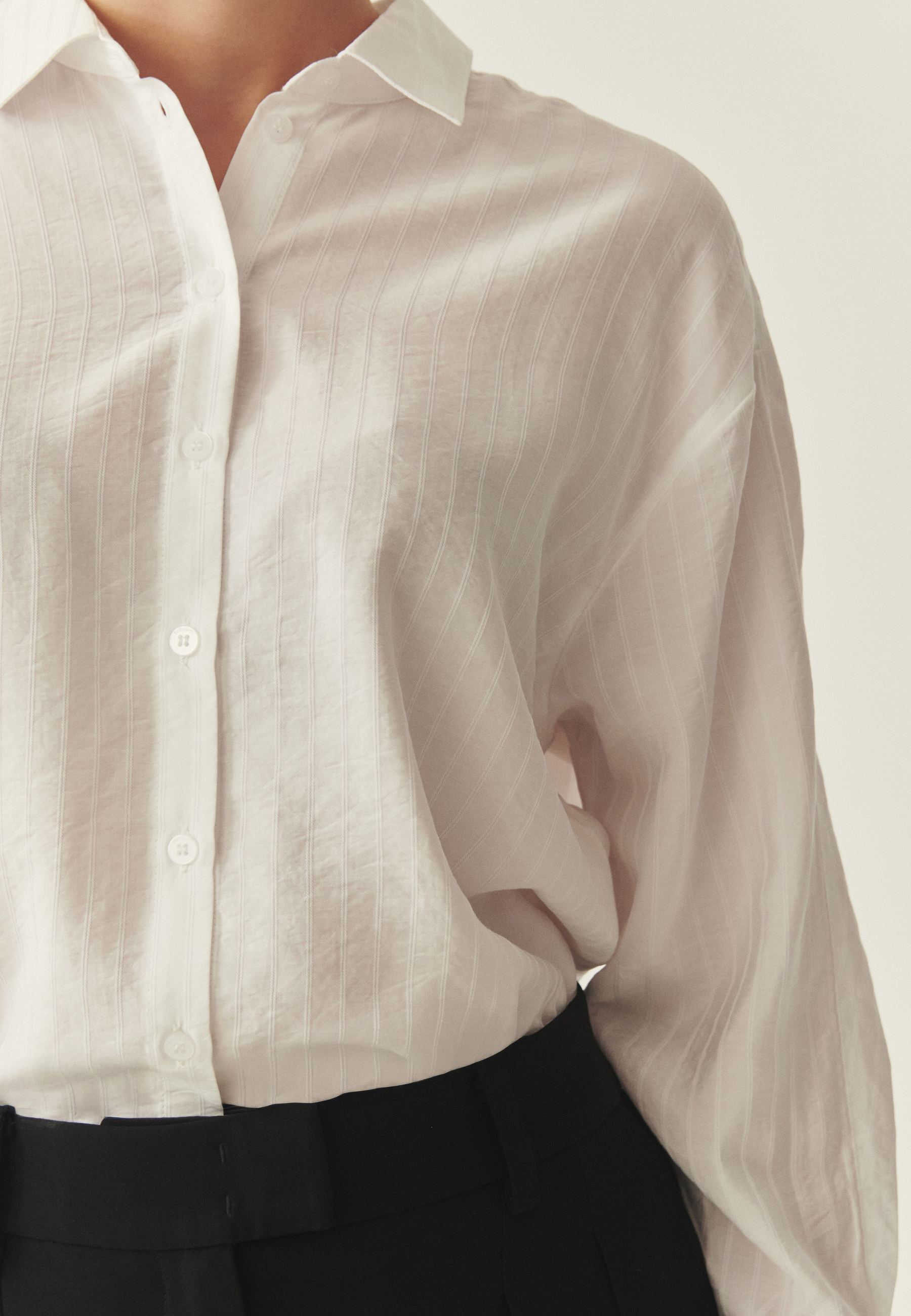 SATYNOWA KOSZULA W PASKI - NAYA BIAŁY 2