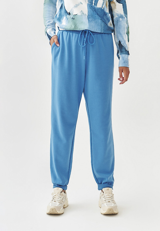 LADIES' KNITTED TROUSERS WITH RIBBED WAISTBAND - SENTI 1 LADIES' KNITTED TROUSERS WITH RIBBED WAISTBAND - SENTI 1 NIEBIESKI 2