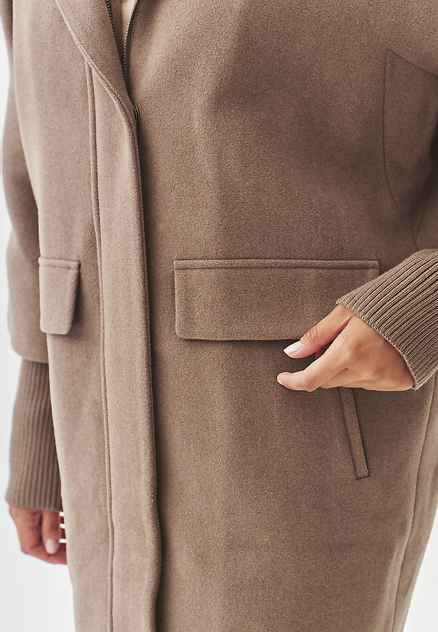 TKANINOWY PŁASZCZ DAMSKI OVERSIZE - IWANA TKANINOWY PŁASZCZ DAMSKI OVERSIZE - IWANA BEŻOWY 5