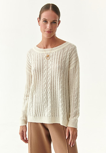 LADIES' SIMPLE PULLOVER WITH MOHAIR MIKO LADIES' SIMPLE PULLOVER WITH MOHAIR MIKO