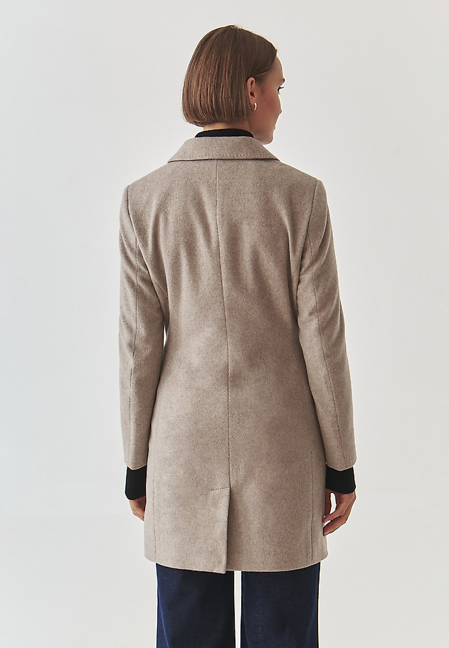 LADIES' FABRIC DOUBLE-BREASTED COAT - TELMA LADIES' FABRIC DOUBLE-BREASTED COAT - TELMA BEŻOWY 3