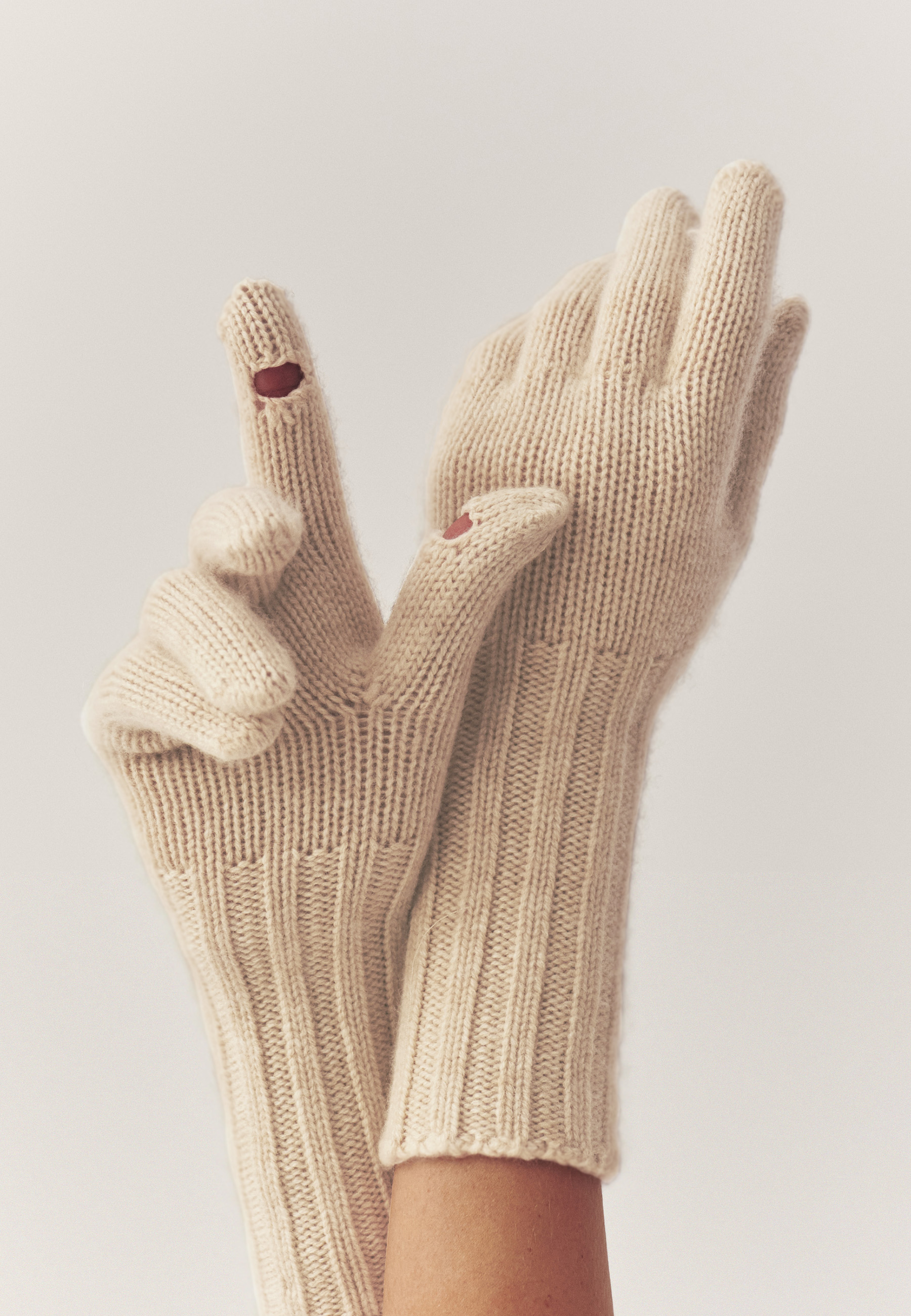 RĘKAWICZKI Z WEŁNY I KASZMIRU - VELAR BEŻOWY 2