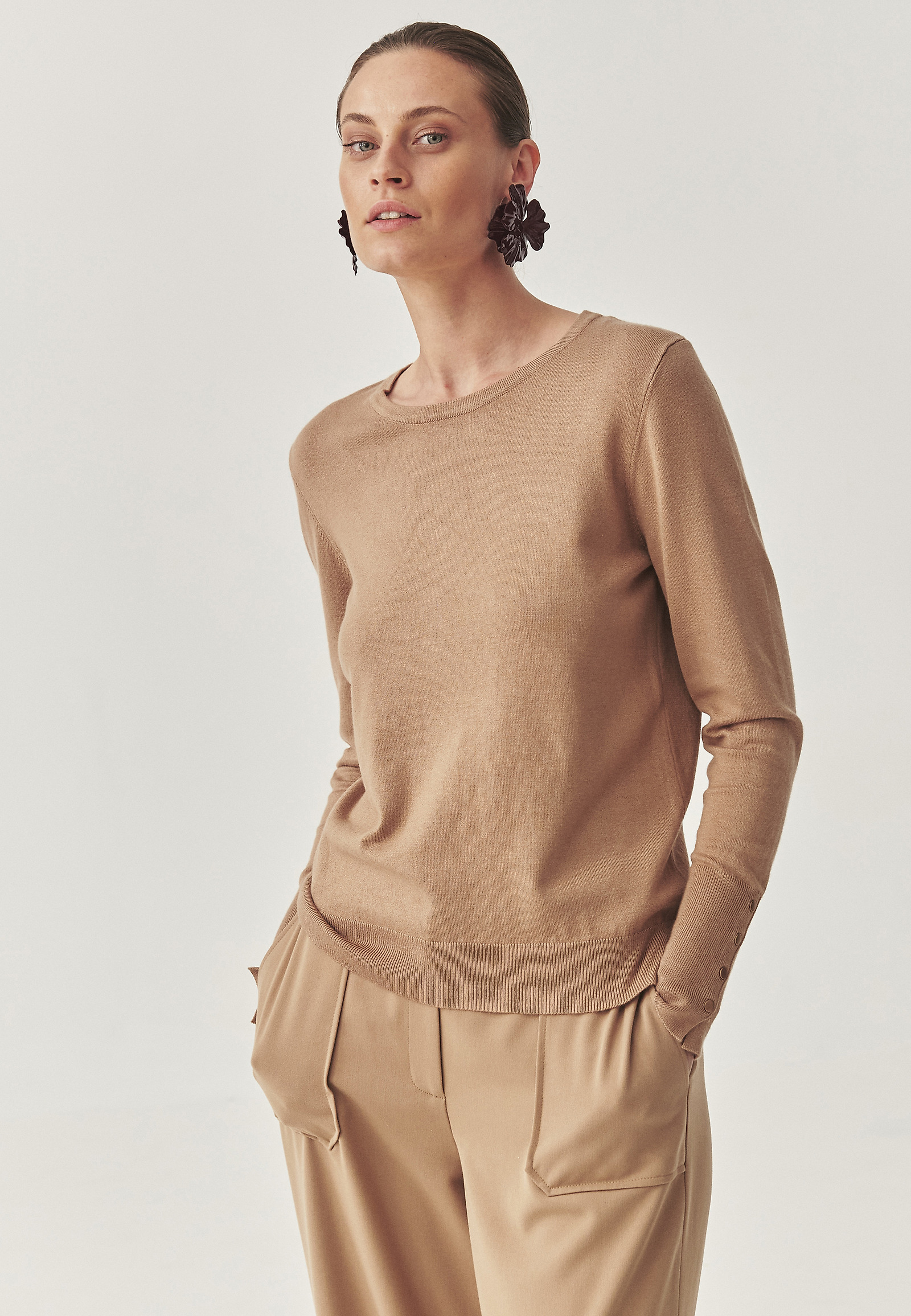 CLASSIC JUMPER WITH CERTIFIED VISCOSE - NICA CLASSIC JUMPER WITH CERTIFIED VISCOSE - NICA BEIGE 114775