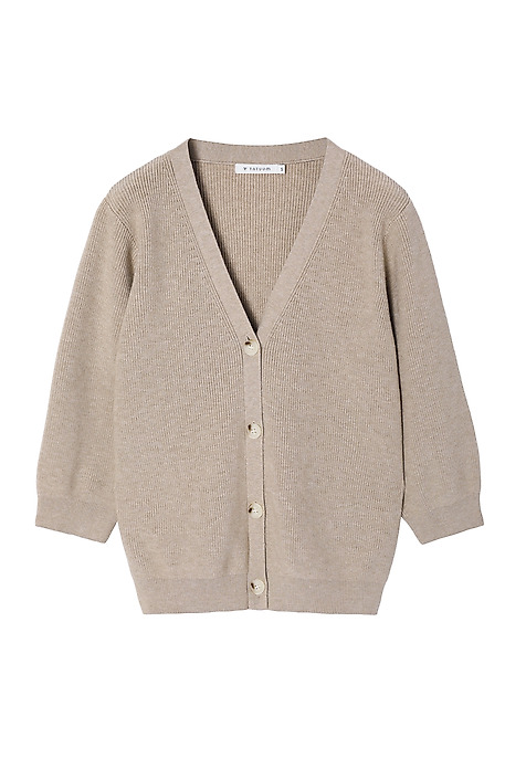 RIBBED YARN CARDIGAN — LUMI BEIGE 2