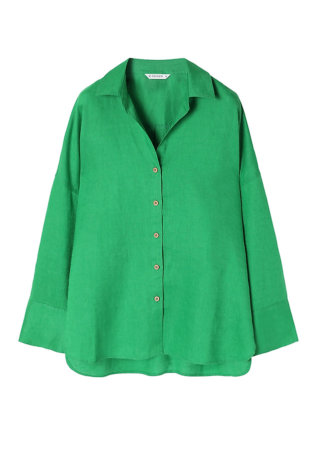 LADIES’ LINEN SHIRT WITH COCONUT BUTTONS - MANDRAGIA 3 LADIES’ LINEN SHIRT WITH COCONUT BUTTONS - MANDRAGIA 3 ZIELONY 6