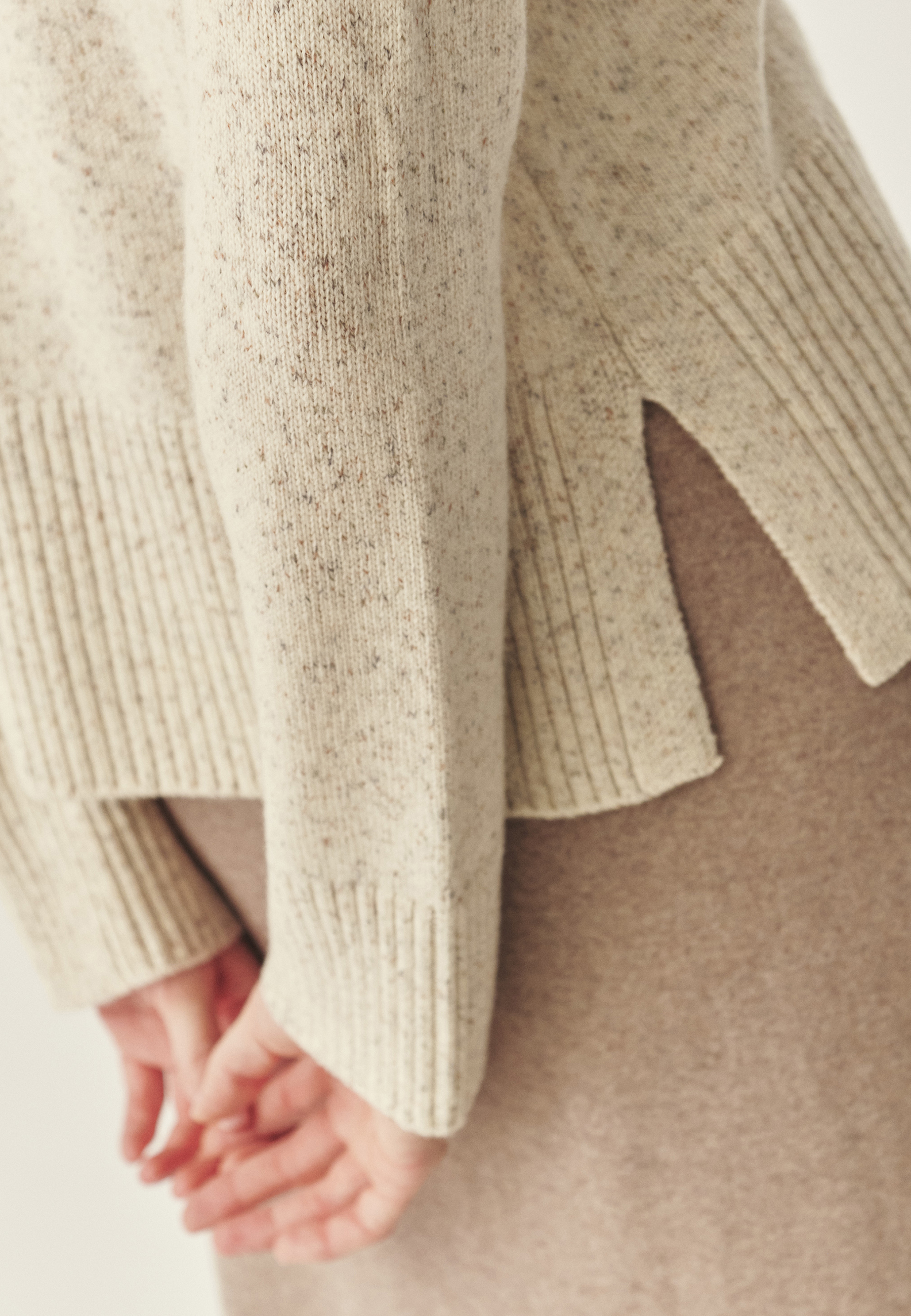 WOOL JUMPER WITH SLITS - INOLA ECRU 2