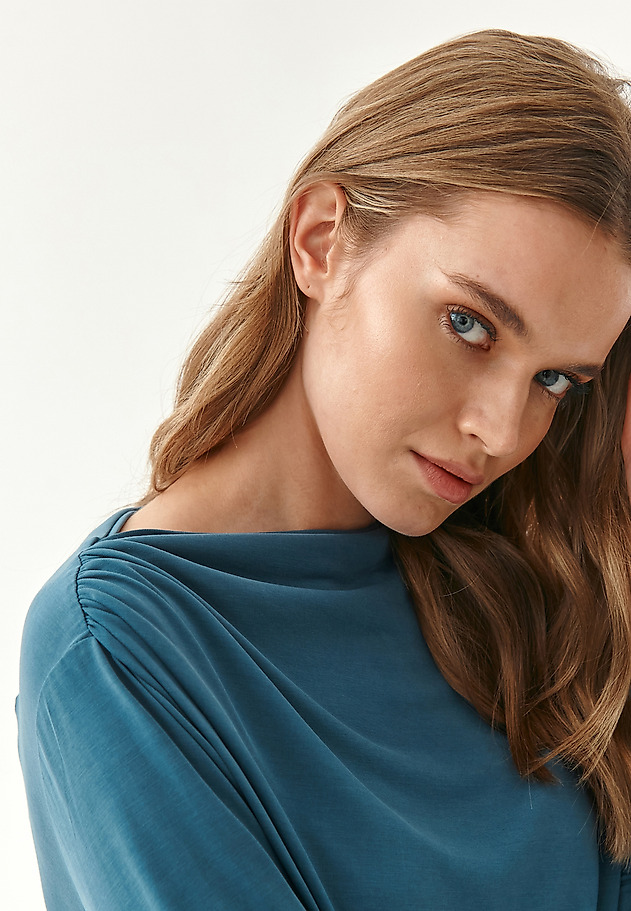 LADIES' DRAPED BLOUSE MEWOKO LADIES' DRAPED BLOUSE MEWOKO BLUE 1