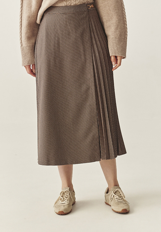 PLEATED HOUNDSTOOTH SKIRT - PLISONA 1 PLEATED HOUNDSTOOTH SKIRT - PLISONA 1 BEIGE 4