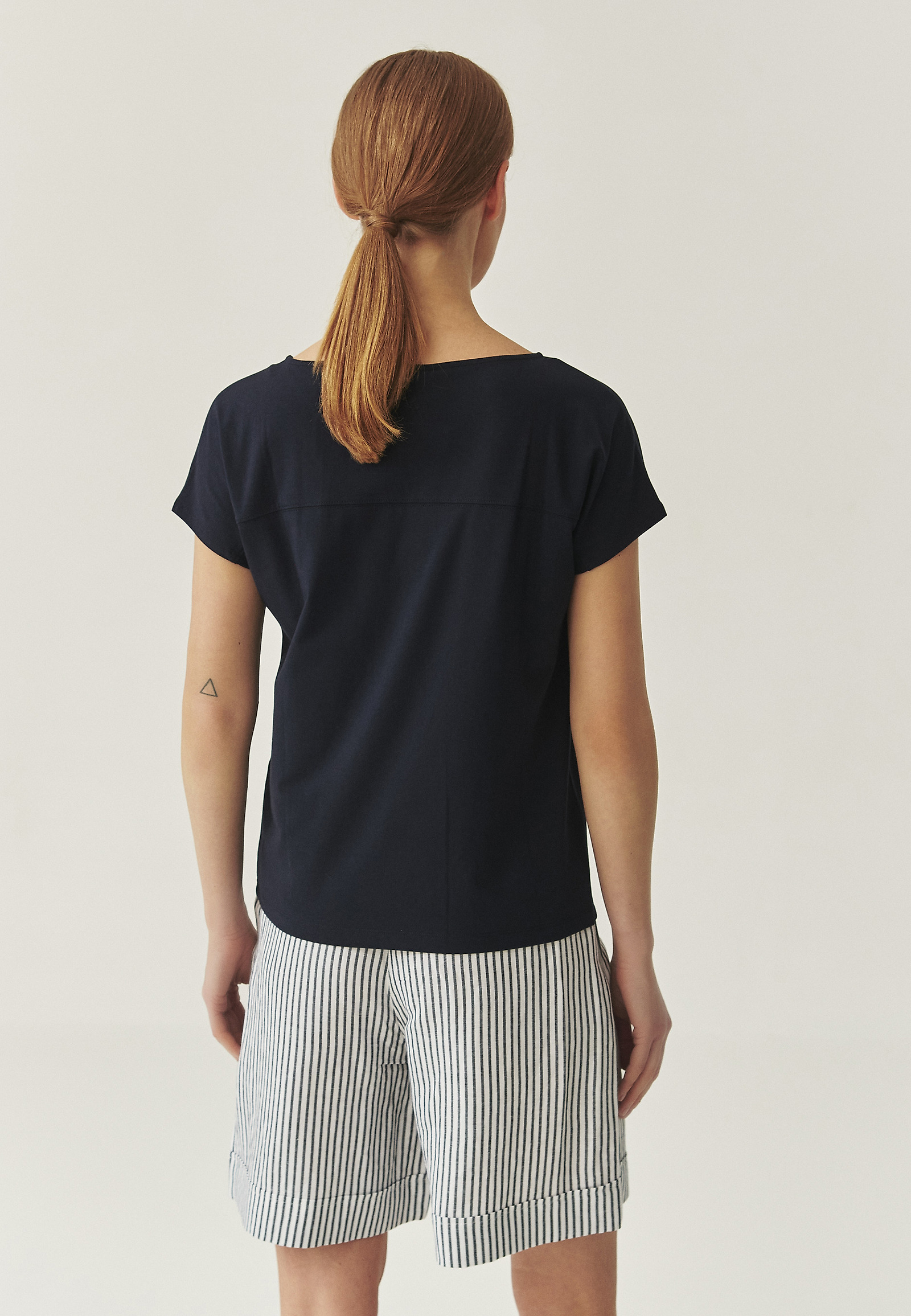 CASUAL BLOUSE IN COTTON-MODAL - MANDINI CASUAL BLOUSE IN COTTON-MODAL - MANDINI NAVY BLUE 111219