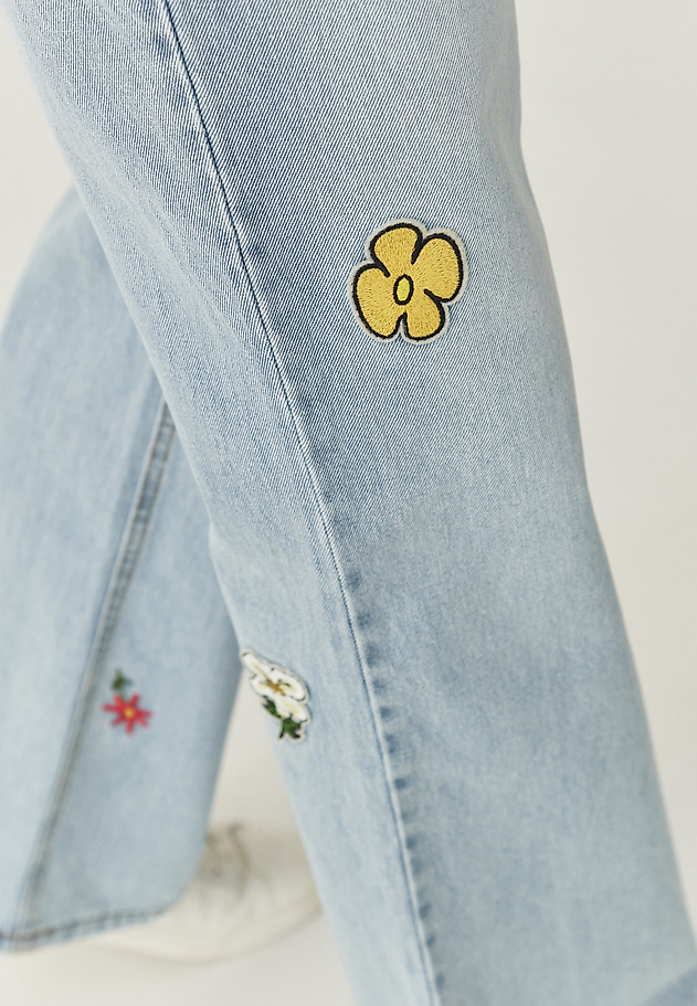 PANTALONI LARGI DIN DENIM - RISO PANTALONI LARGI DIN DENIM - RISO ALBASTRU 6