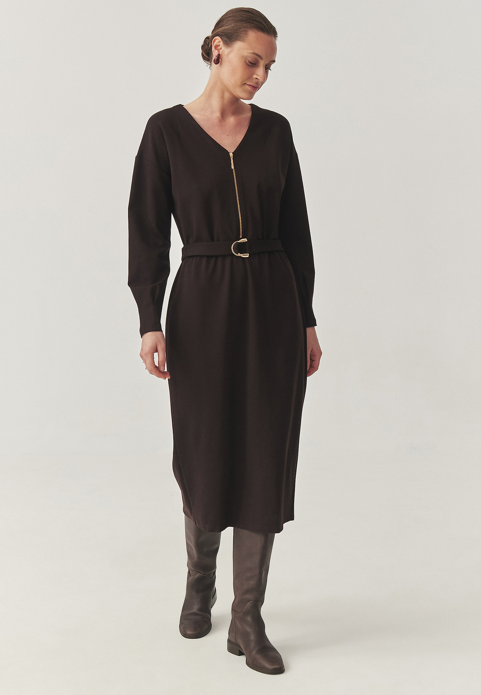 CLASSIC MIDI DRESS WITH BELT - VESSTA 1 CLASSIC MIDI DRESS WITH BELT - VESSTA 1 BROWN 114901