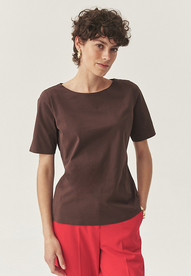 KLASIČNA BLUZA Z BAVLNOM - MIKAJO KLASIČNA BLUZA Z BAVLNOM - MIKAJO RJAVA 2