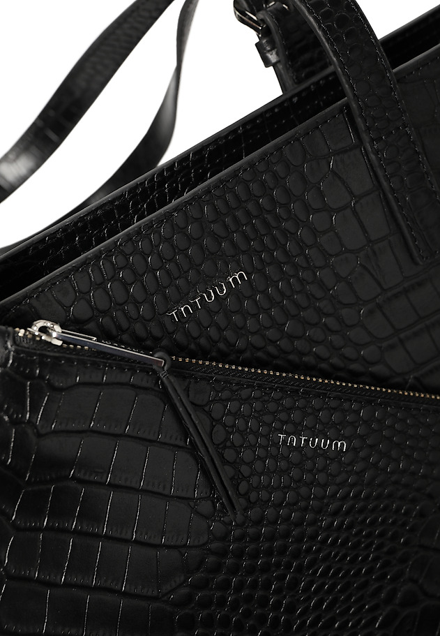 LEATHER SHOPPER BAG WITH MAKE-UP CASE - MAHOGANY LEATHER SHOPPER BAG WITH MAKE-UP CASE - MAHOGANY BLACK 5