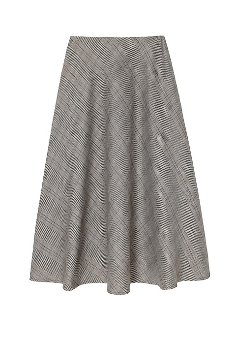 CHECKERED FABRIC MIDI SKIRT — LUBKO 1 MULTICOLOR 2