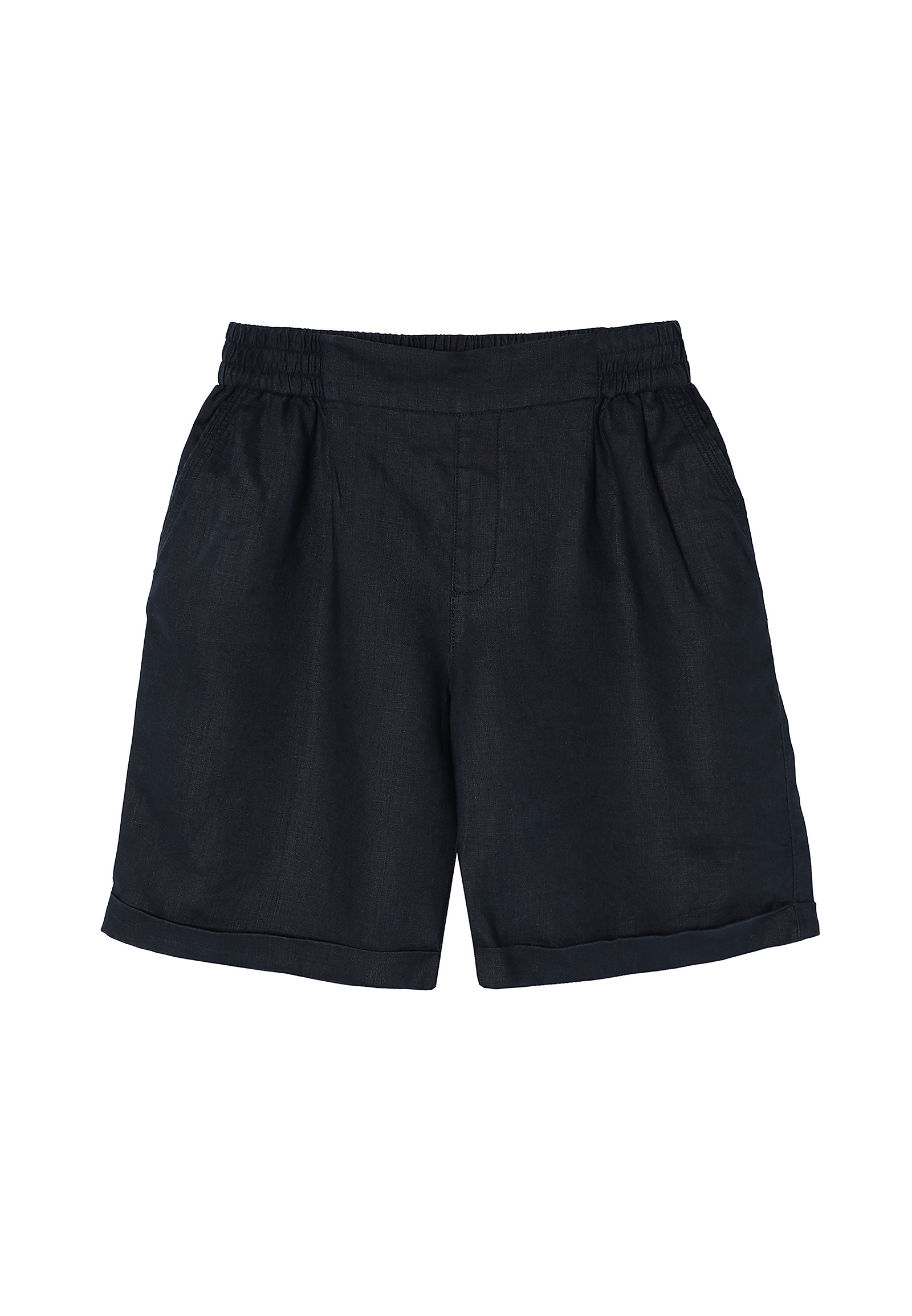 PANTALONI SCURȚI DE DAMĂ, DIN IN, CU MANȘETE ÎNTOARSE - MIRIAKO PANTALONI SCURȚI DE DAMĂ, DIN IN, CU MANȘETE ÎNTOARSE - MIRIAKO BLEUMARIN 98074