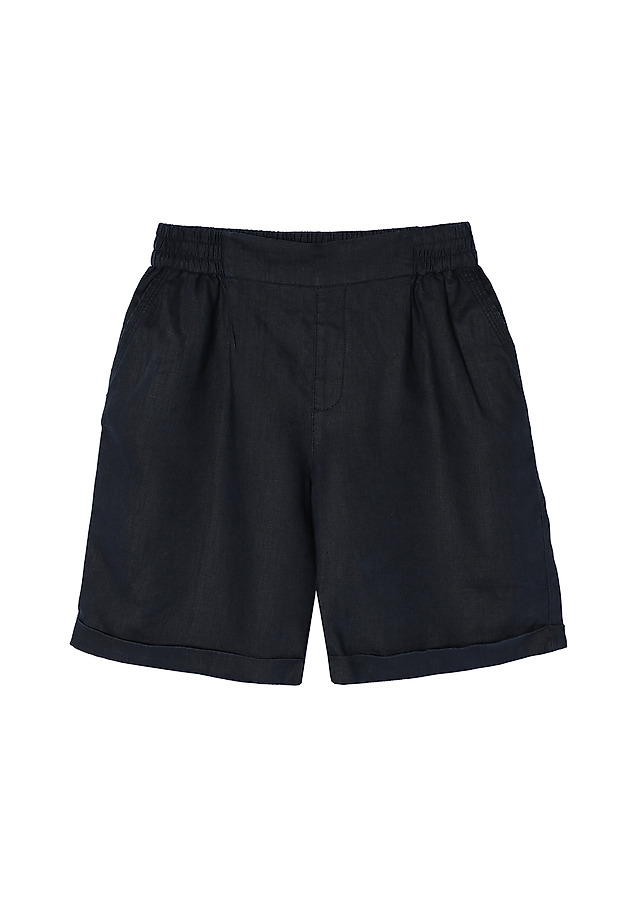 PANTALONI SCURȚI DE DAMĂ, DIN IN, CU MANȘETE ÎNTOARSE - MIRIAKO PANTALONI SCURȚI DE DAMĂ, DIN IN, CU MANȘETE ÎNTOARSE - MIRIAKO BLEUMARIN 4