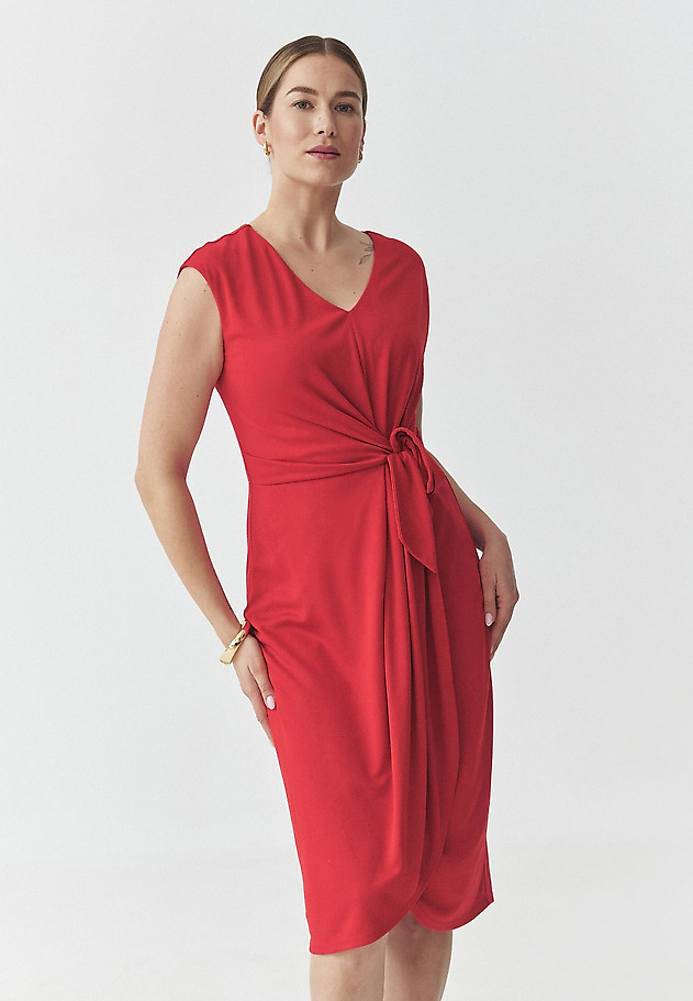 PENCIL DRESS WITH ENVELOPE BOTTOM — HALLEY PENCIL DRESS WITH ENVELOPE BOTTOM — HALLEY CZERWONY 1