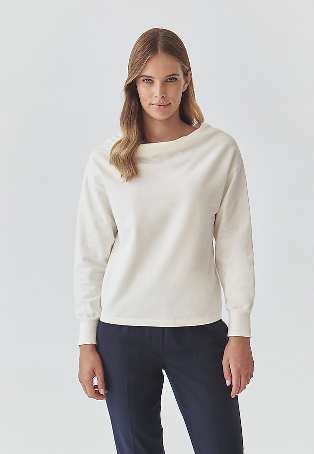 STYLISH LADIES’ SWEATSHIRT WITH WATER NECKLINE - MALIA STYLISH LADIES’ SWEATSHIRT WITH WATER NECKLINE - MALIA ECRU 3