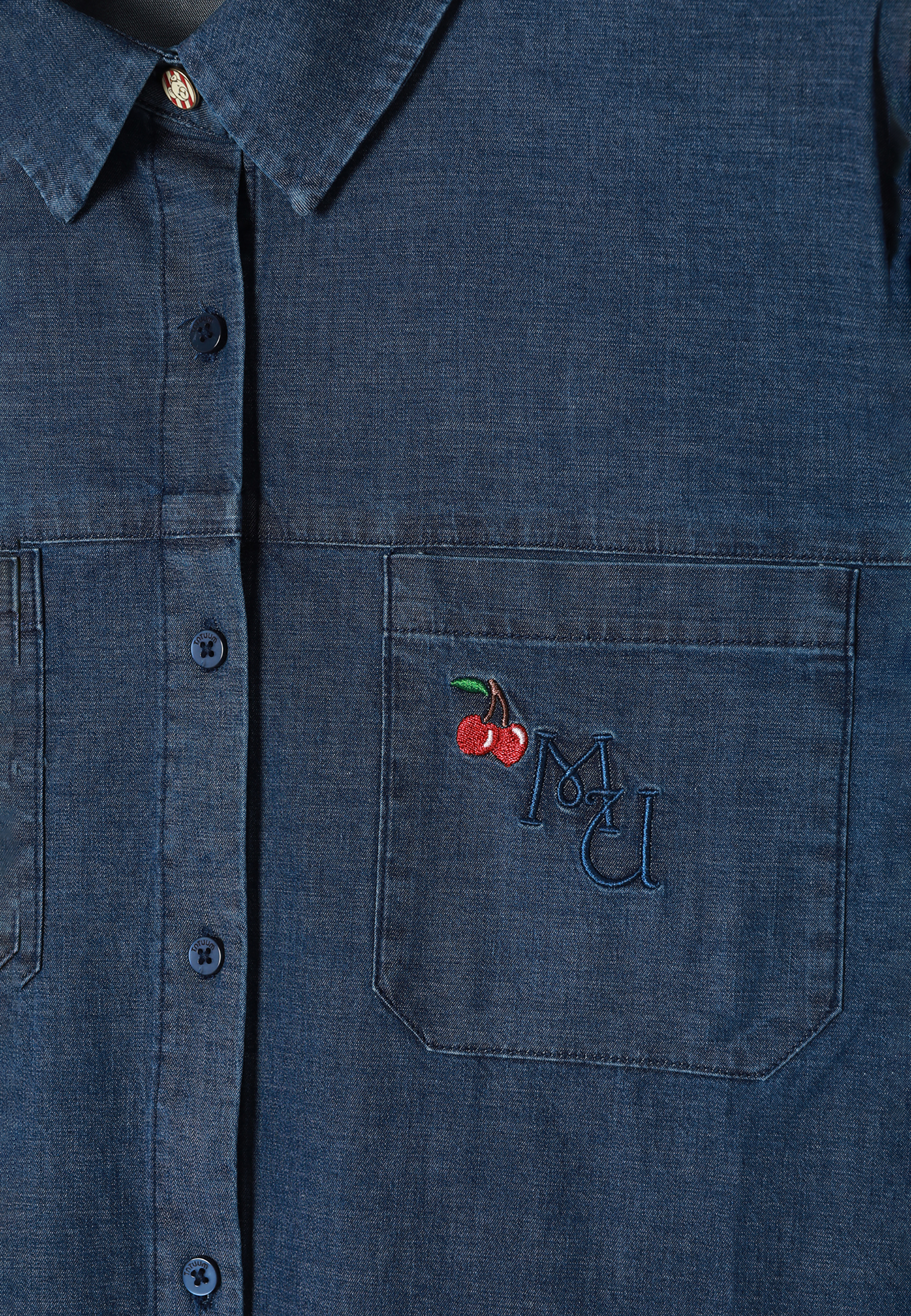 CĂMAȘĂ DE DAMĂ, DIN DENIM, CU PETICE CU MOTIVUL URSULEȚULUI DE PLUȘ - MISIA 1 ALBASTRU 2