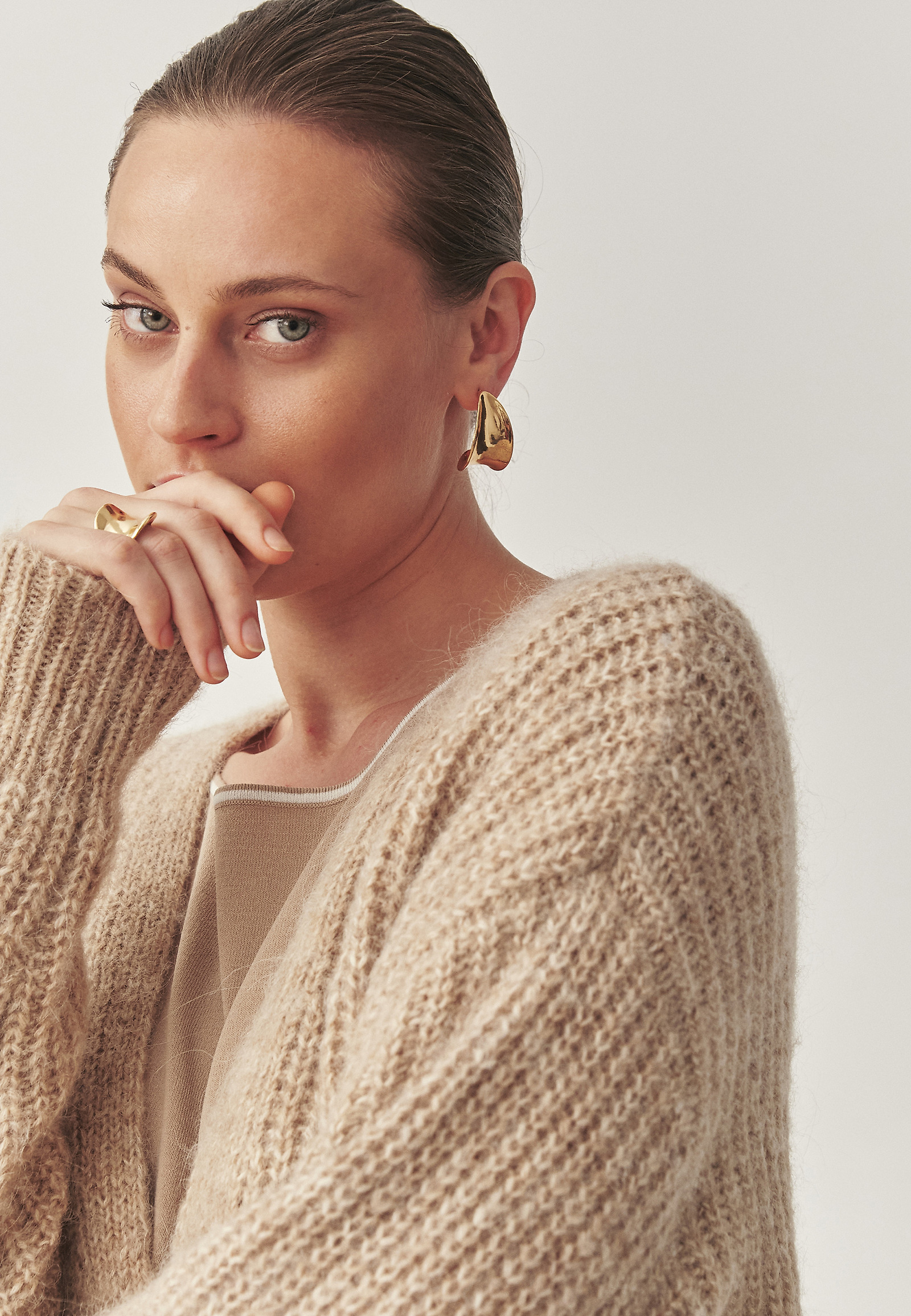 WOOL AND ALPACA CARDIGAN - ADISON WOOL AND ALPACA CARDIGAN - ADISON BEIGE 114800