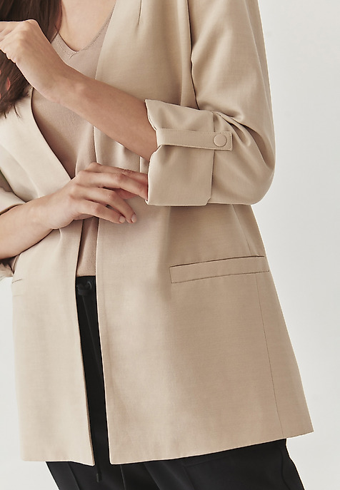 LADIES’ BLAZER WITH ROLLED-UP SLEEVES - LEMARIA BEIGE 2