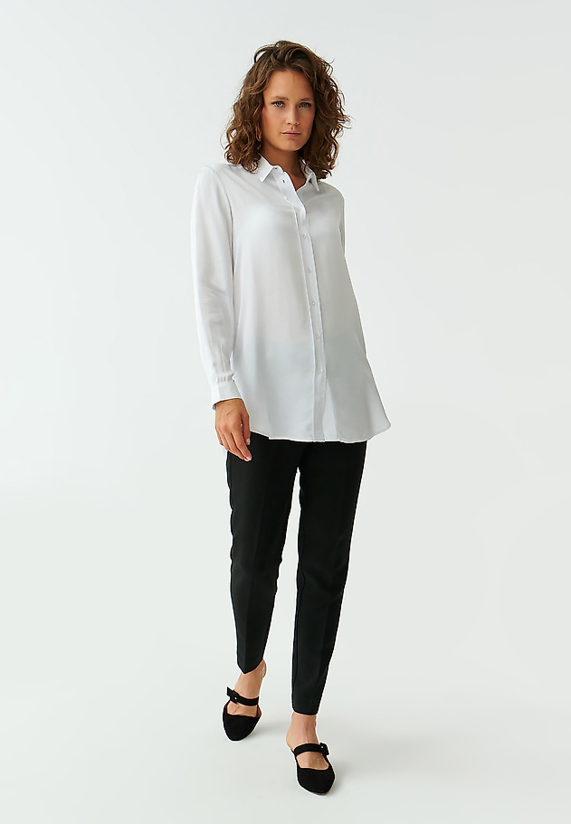 LADIES’ LONG SATIN SHIRT TREALIA LADIES’ LONG SATIN SHIRT TREALIA BIAŁY 2