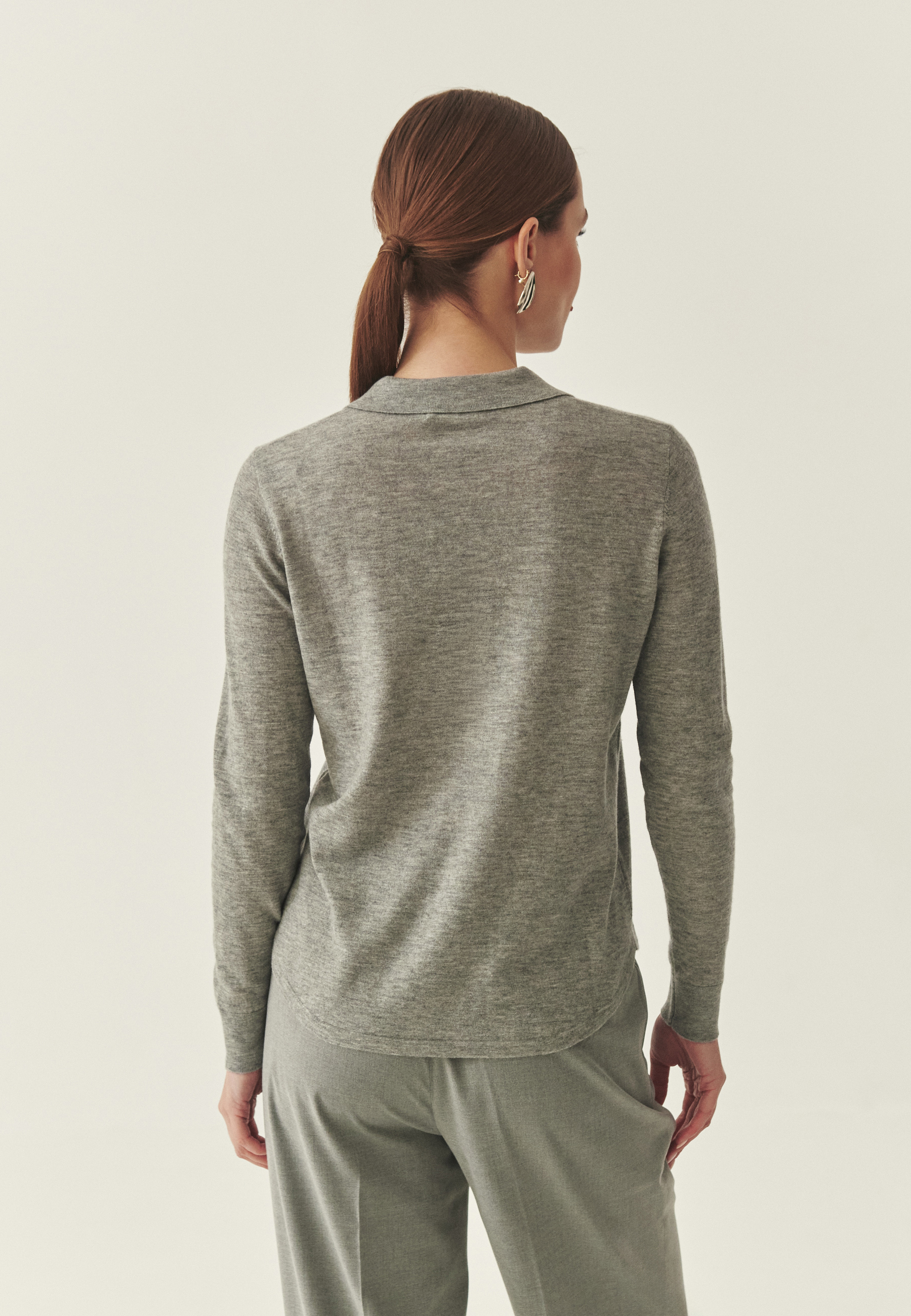 WEŁNIANA BLUZKA POLO - AKONI 1 SZARY 2