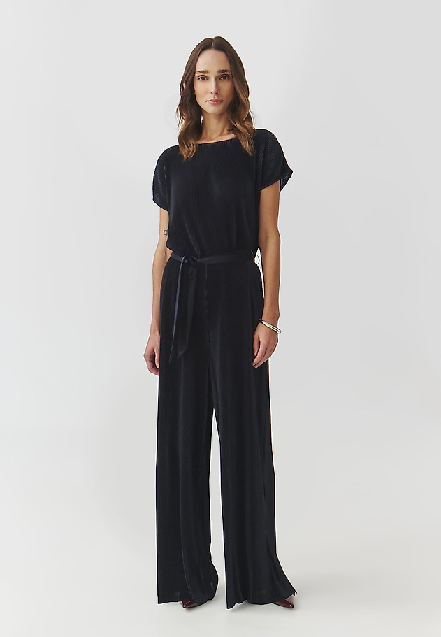 ELEGANT LADIES' JUMPSUIT WITH WIDE LEGS AND PLEATING — MILOU ELEGANT LADIES' JUMPSUIT WITH WIDE LEGS AND PLEATING — MILOU GRANATOWY 2