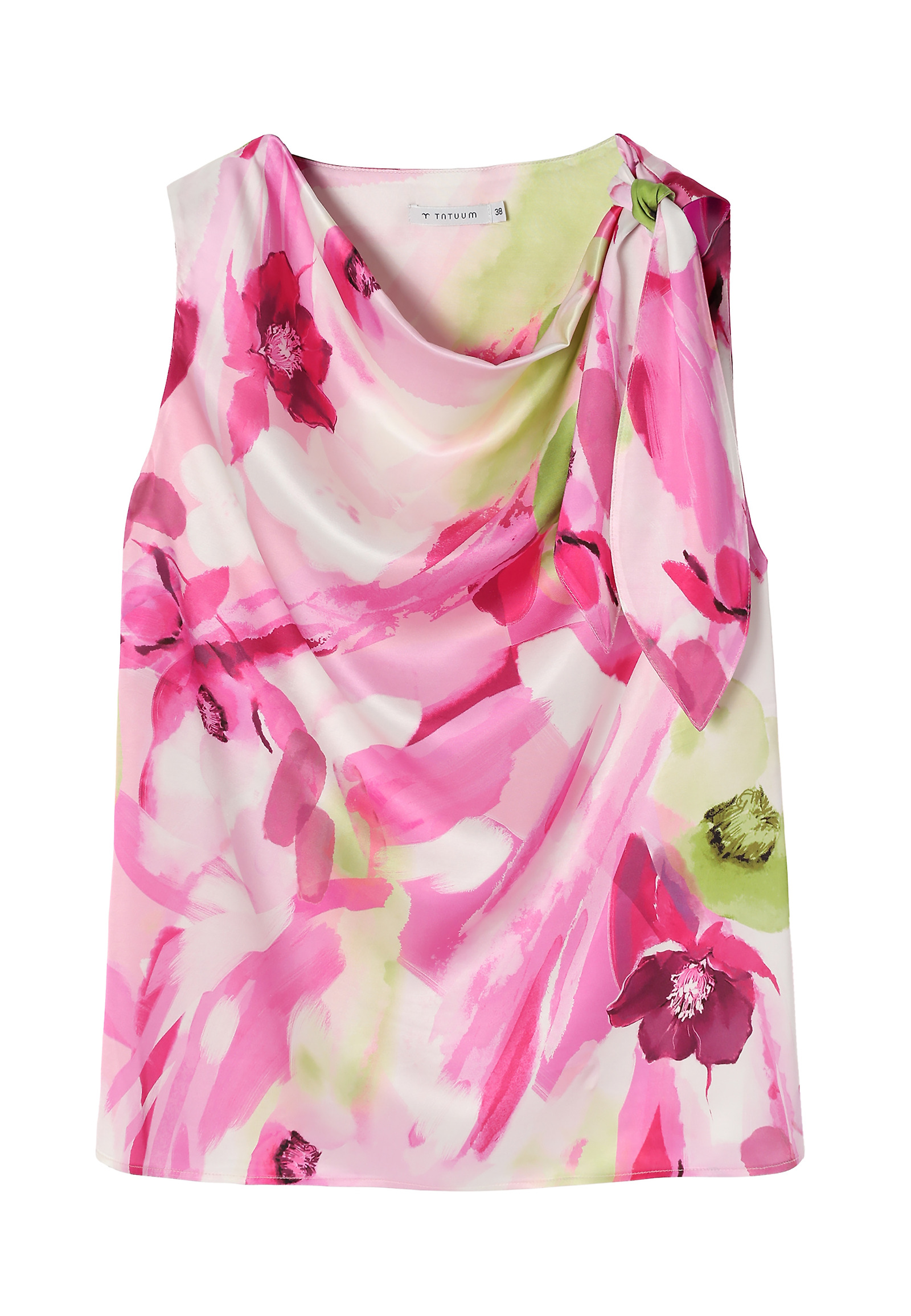 PATTERNED SATIN LADIES’ BLOUSE WITH INTRICATE TYING DETAIL - ANKO 1 PATTERNED SATIN LADIES’ BLOUSE WITH INTRICATE TYING DETAIL - ANKO 1 MULTICOLOR 96304