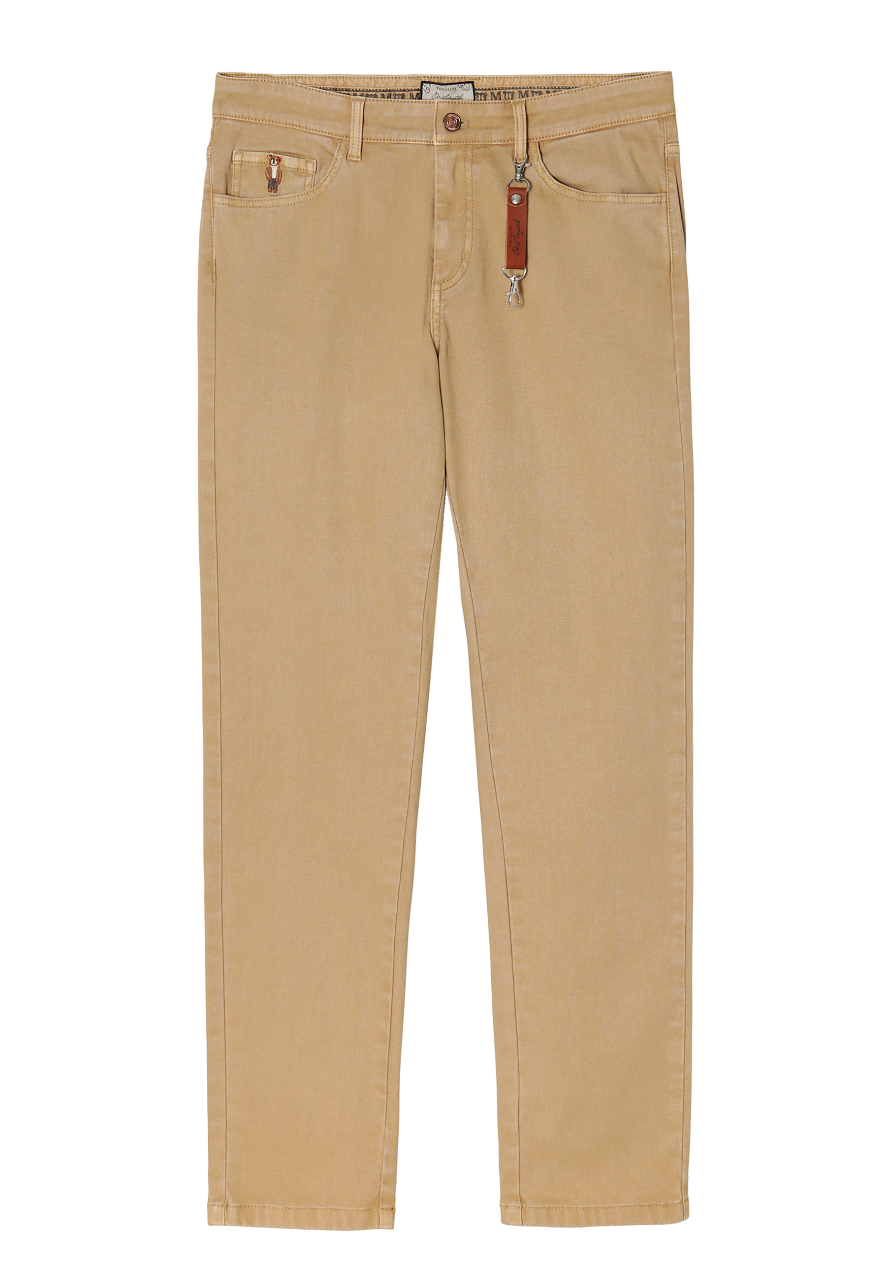 TKANINOWE SPODNIE MĘSKIE Z NASZYWKĄ Z MISIEM USZATKIEM CORGIMO BEŻOWY 2