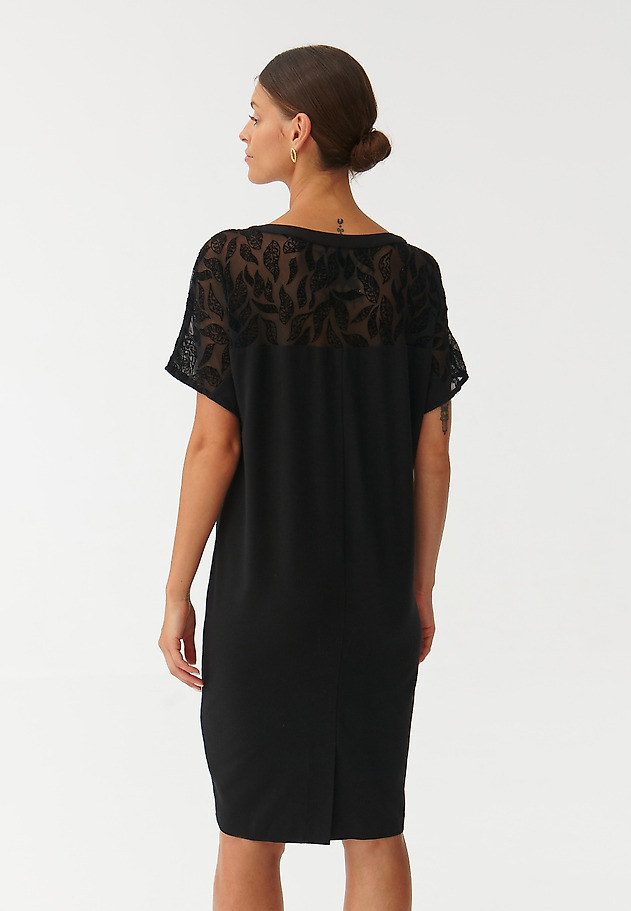 LADIES’ DRESS WITH SEMI-TRANSPARENT MESH INSERT OWERA LADIES’ DRESS WITH SEMI-TRANSPARENT MESH INSERT OWERA BLACK 3