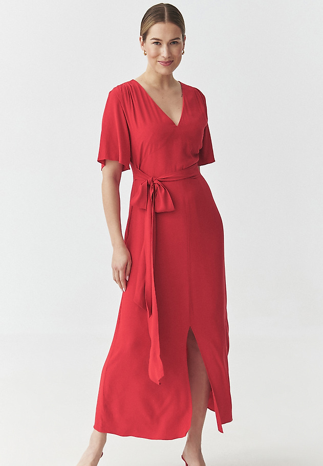 VISCOSE LONG DRESS — MATSEA VISCOSE LONG DRESS — MATSEA CZERWONY 1
