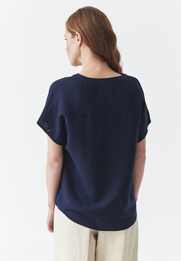 BLUZA IZ LINA IN VISKOZE - SARAKINO BLUZA IZ LINA IN VISKOZE - SARAKINO MODRA 3