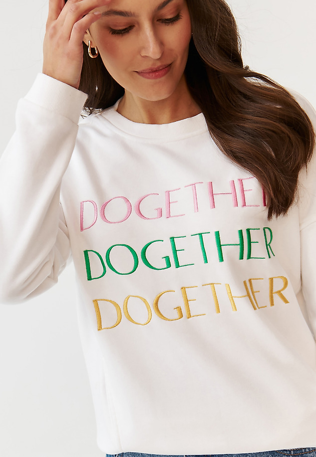 LADIES’ SWEATSHIRT WITH TEXT INSCRIPTION EMBROIDERY - GINGER LADIES’ SWEATSHIRT WITH TEXT INSCRIPTION EMBROIDERY - GINGER ECRU 5