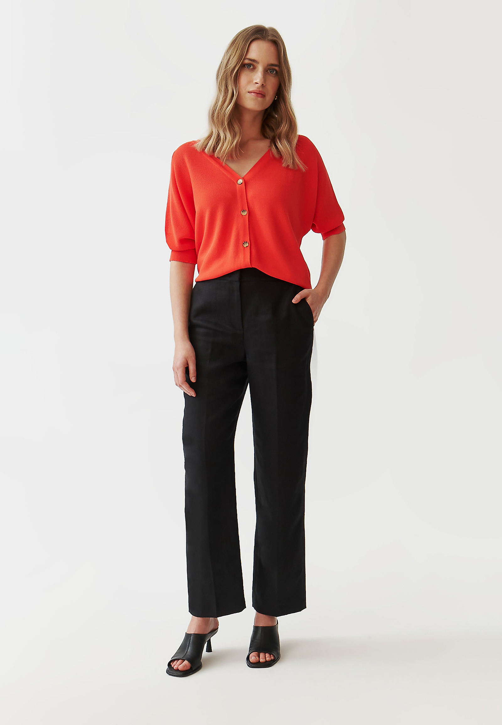 LADIES’ CARDIGAN WITH SHORT SLEEVES - PONKO LADIES’ CARDIGAN WITH SHORT SLEEVES - PONKO RED 96876