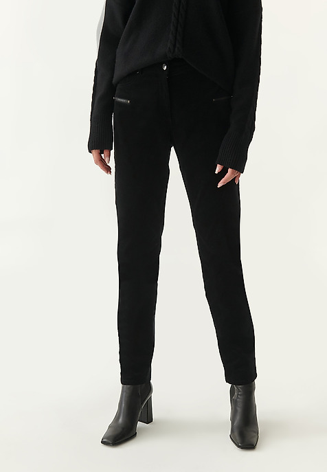 PANTALONI DE DAMĂ, DIN MICRO-CATIFEA TRIKSI NEGRU 2