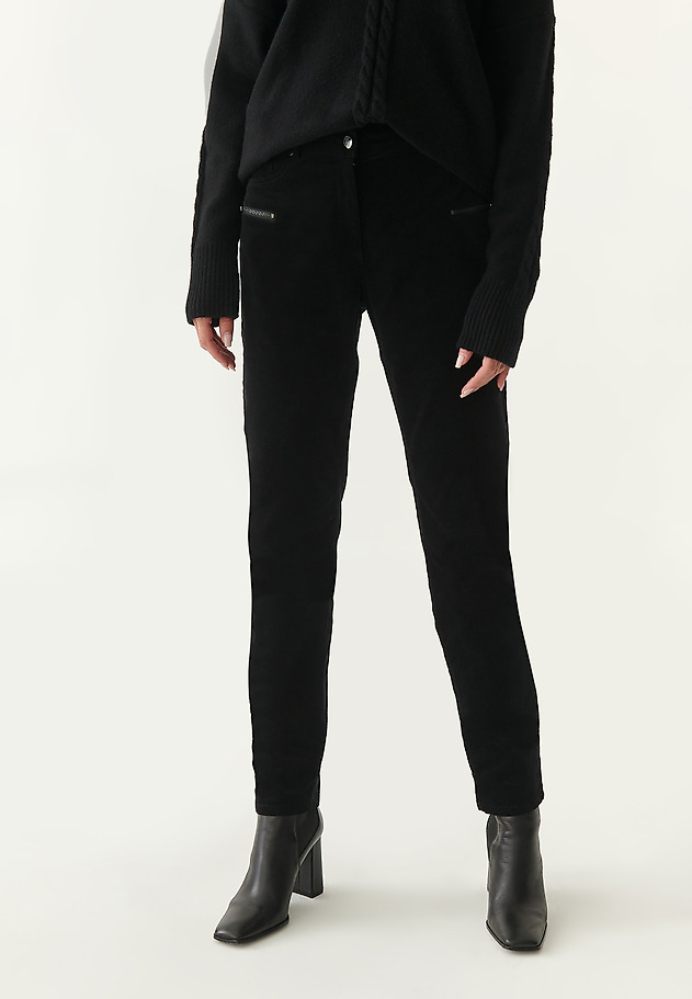 LADIES' MICRO CORDUROY TROUSERS TRIKSI LADIES' MICRO CORDUROY TROUSERS TRIKSI BLACK 3