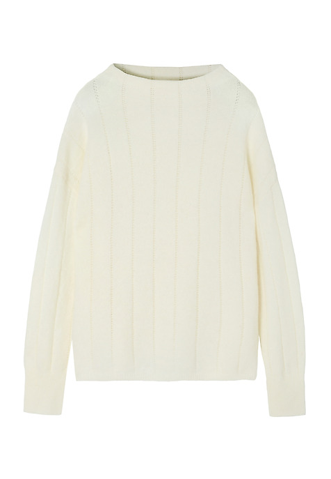 OVERSIZOWY SWETER DAMSKI Z GOLFEM — PEARL ECRU 2